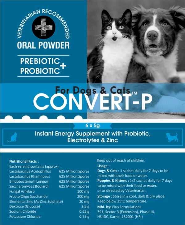 Convert P Prebiotic and Probiotic Oral Powder for Dogs and Cats